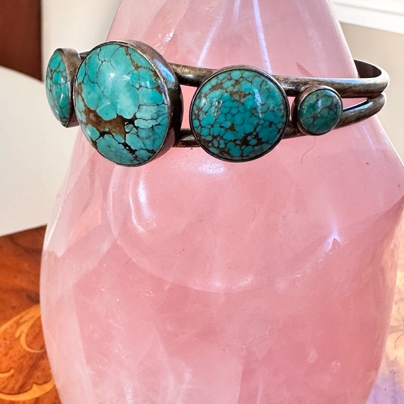 Vintage Jay King DTR Turquoise Stone Sterling Silver Desert Rose Cuff Bracelet - Picture 3 of 16